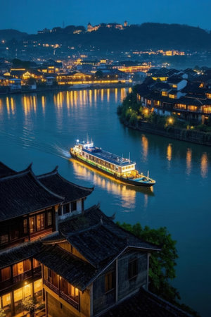 Fenghuang Ancient Town, Hunan Province, Chinaの素材