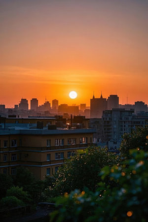 Sunset over the city of St.Petersburg, Russiaの素材