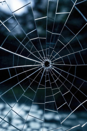 Broken glass on the street. The concept of crime and robbery.の素材