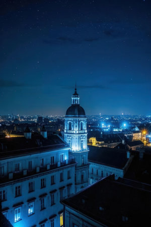 Night view of the city of Turin, Piedmont, Italyの素材