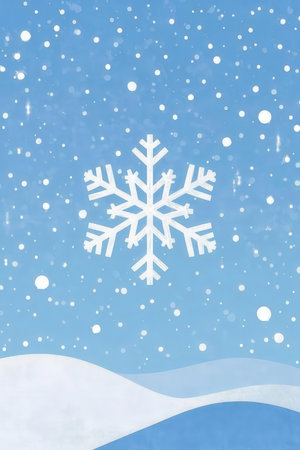 snowflake on blue background with snowflakes and space for textの素材