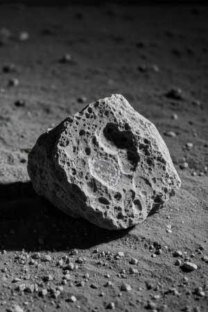 Close-up of a stone on the ground in black and whiteの素材