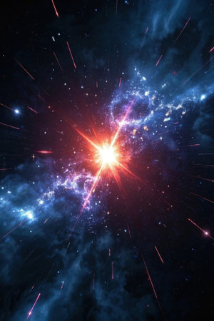 Stars of a planet and galaxy in a free space Elements of this image furnished by NASAの素材