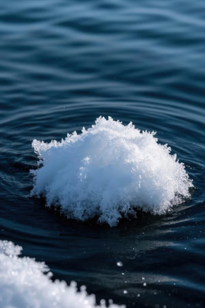 Ice on the sea in winter, close-up of ice crystalsの素材