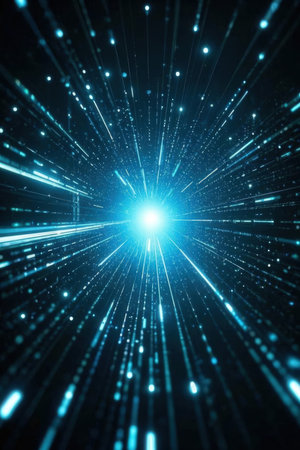 abstract blue background with some smooth lines and sparkles in itの素材