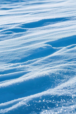 background of fresh snow in sunny winter day, closeup of photoの素材