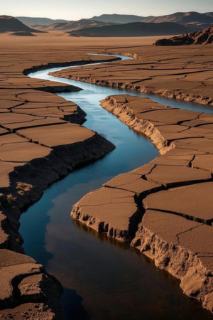 River in the middle of the desert. Altai, Siberia, Russiaの素材