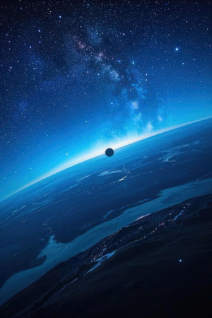 Astronaut in space. Science fiction wallpaper. Beauty of deep space.の素材