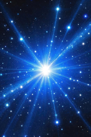 abstract star in space with rays of light and sparkle starsの素材