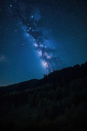 Milky Way over the Carpathian mountains. Long exposure.の素材
