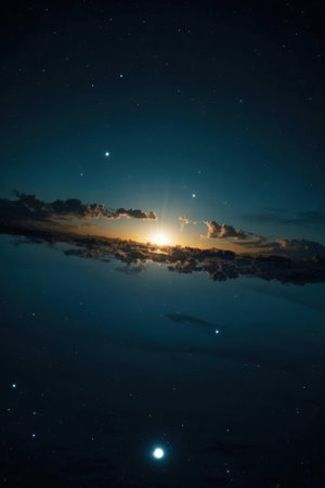 Night sky with stars and nebula. Elements of this image furnished by NASAの素材