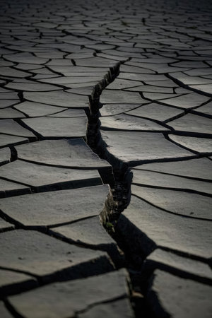 Cracks in the ground. Global warming, climate change concept.の素材