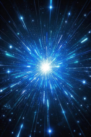 abstract blue background with stars and lens flare, computer generated imagesの素材