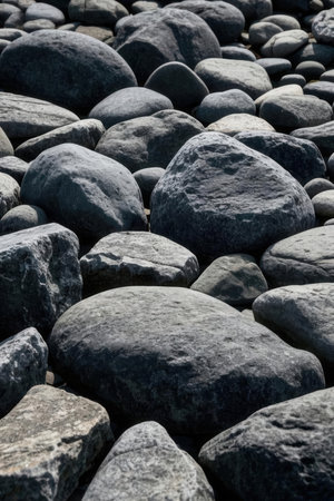 Stone pebbles on a beach in the north of Spain.の素材