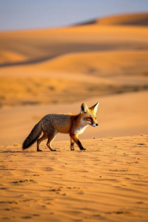 Red fox (Vulpes vulpes) in the Sahara desert, Moroccoの素材
