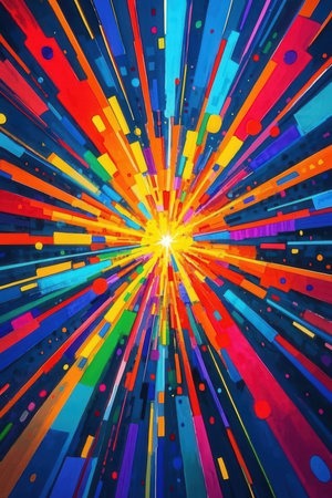 abstract background with colorful rays and lens flare effect, starburstの素材