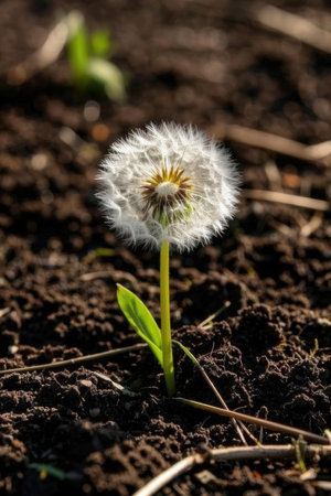 Dandelion flower in the garden. Taraxacum officinaleの素材