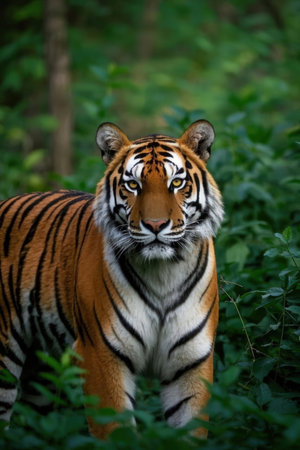 Sumatran Tiger in the forest, Panthera tigris altaicaの素材