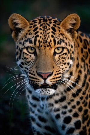 Leopard portrait in Kruger National Park, South Africa; Specie Panthera pardus family of Felidaeの素材