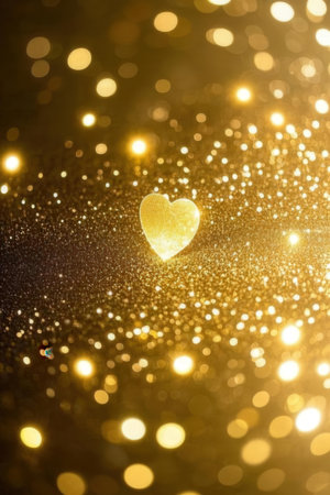 golden heart bokeh background, valentine's dayの素材