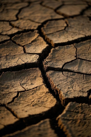 Dry and cracked earth texture background. Global warming and climate change conceptの素材