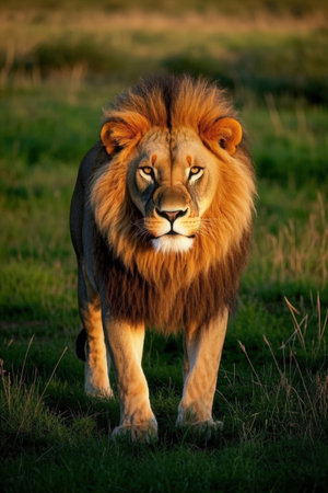 Lion in the Maasai Mara National Park in Kenya, Africaの素材