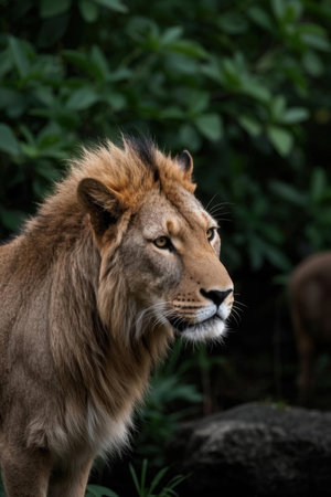 Portrait of a male lion (Panthera leo)の素材