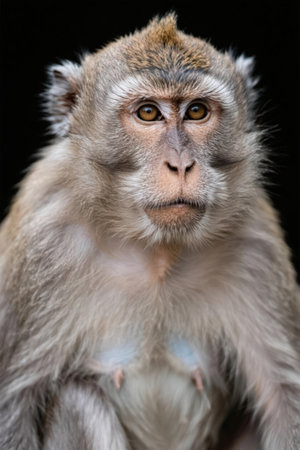 Portrait of a long-tailed macaque, Macaca fascicularisの素材