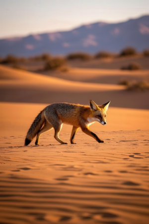Red fox (Vulpes vulpes) in the Sahara desert, Moroccoの素材