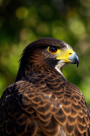 Close-up of the head of a bird of prey (Buteo buteo)の素材