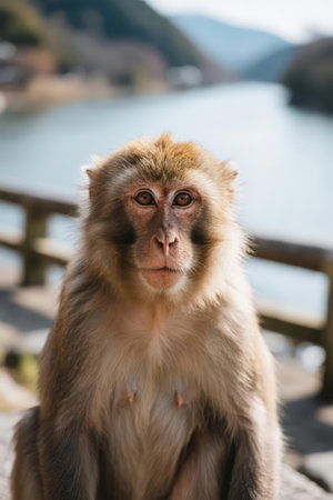 Portrait of a monkey at Kam Shan Country Park, Hong Kongの素材