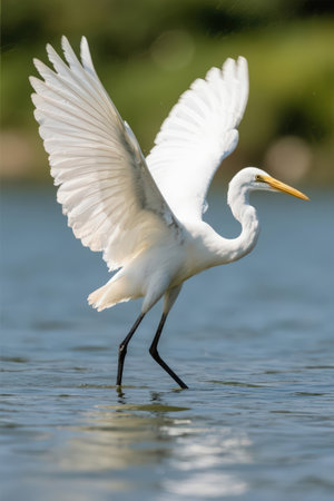 Great egret (Ardea alba) in the waterの素材