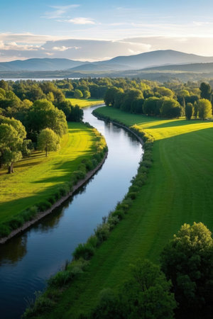 Landscape of the river and the forest. Ukraine, Europe.の素材