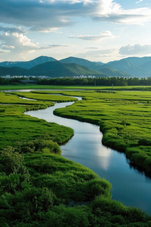 Mountain and river scenery, Luannan County, Hebei Province, Chinaの素材