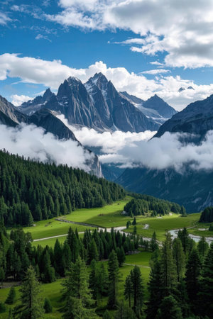 Mountain landscape in summer, Dolomites, South Tyrol, Italyの素材