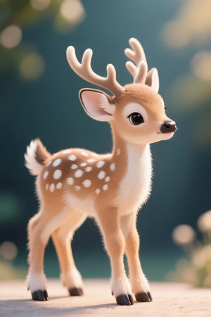 Cute little deer with bokeh effect on nature background.の素材