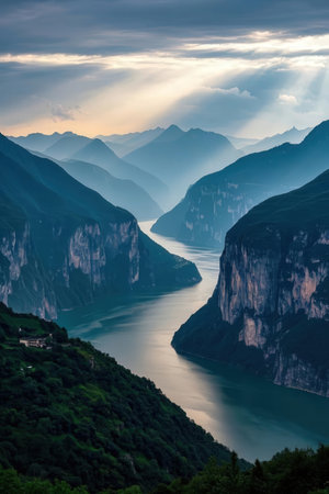 Sunset over the lake of Como, Lombardy, Italyの素材