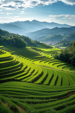 Rice fields on terraced of Sapa, Lao Cai, Vietnamの素材