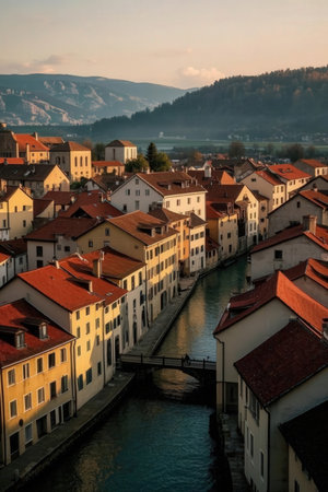 Panoramic view of the old town of Bern, Switzerland.の素材