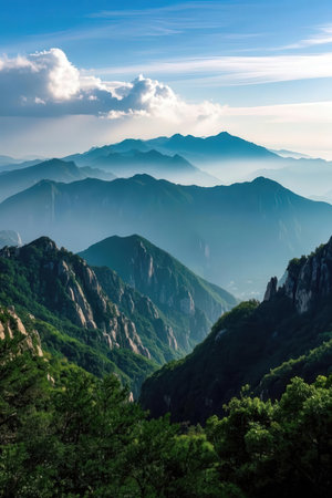 Mountain landscape in Huangshan, Anhui Province, Chinaの素材