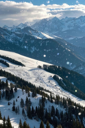 Winter in the swiss alps (Braunwald, Glarus, Switzerland)の素材