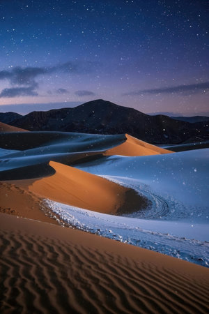 Mesquite Flat Sand Dunes at Night, Death Valley National Park, Californiaの素材