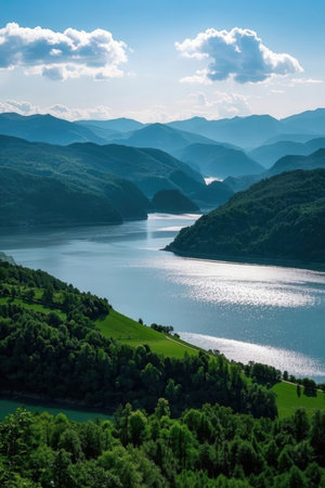 Landscape with mountains and lake in the Carpathians, Ukraineの素材