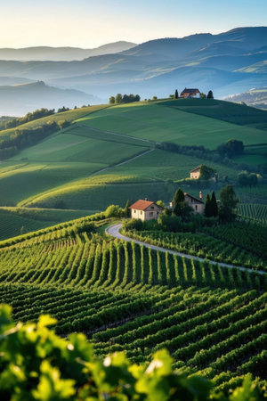 Landscape with vineyards in Tuscany, Italy, Europeの素材
