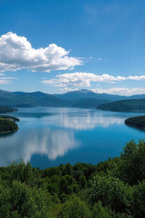 Landscape view of the lake with mountains in the background, Russiaの素材