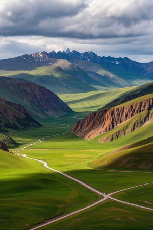 Beautiful mountain landscape in Kyrgyzstan, Central Asia.の素材