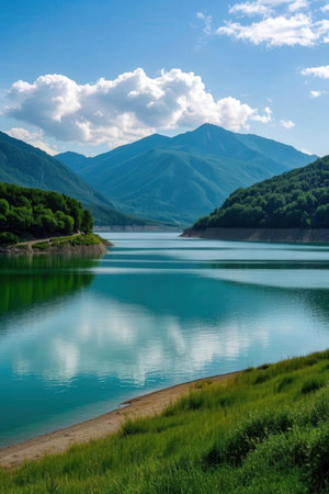 Landscape with a mountain lake in the Carpathians, Ukraineの素材