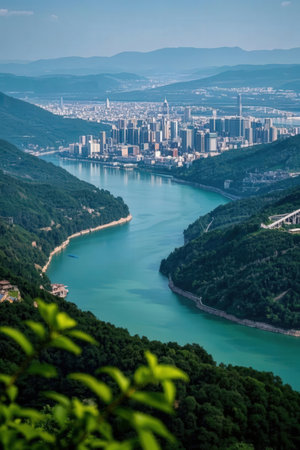 Panoramic view of the city of Seoul, South Korea.の素材