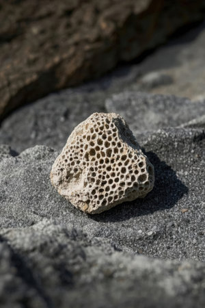 Close-up of a stone on the beach in Lanzaroteの素材