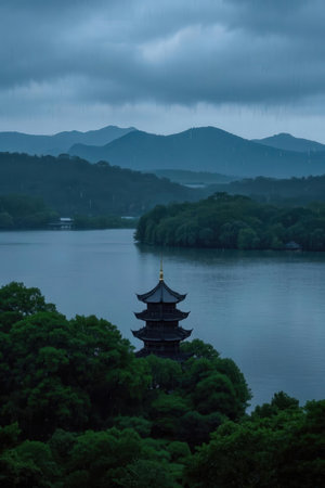 Hangzhou West Lake scenery in China. Hangzhou is a popular tourist destination.の素材